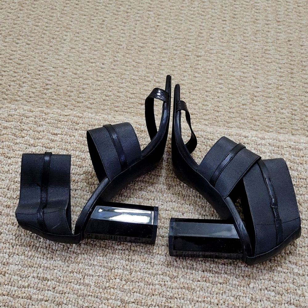 Black ankle strap heeled sandal